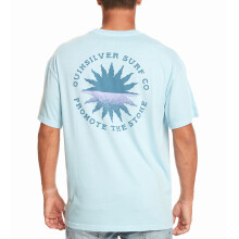 (XXL, Clear Sky) Quiksilver Mens Fading Sun Short Sleeve Crew Neck Cotton T-Shirt Top - Clear Sky
