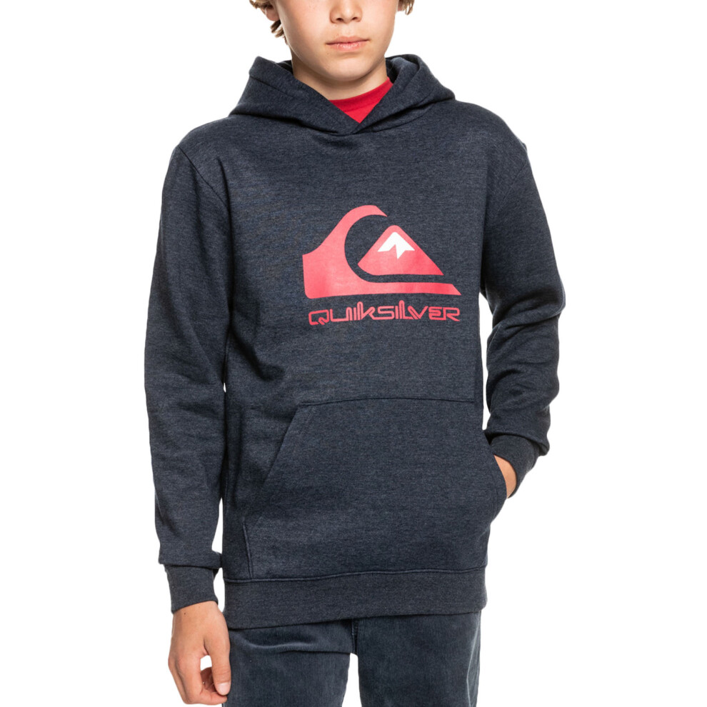 (8 Yrs, Navy Blazer) QuickSilver Boys Big Logo Hooded Pullover Sweatshirt Jumper Hoody Hoodie