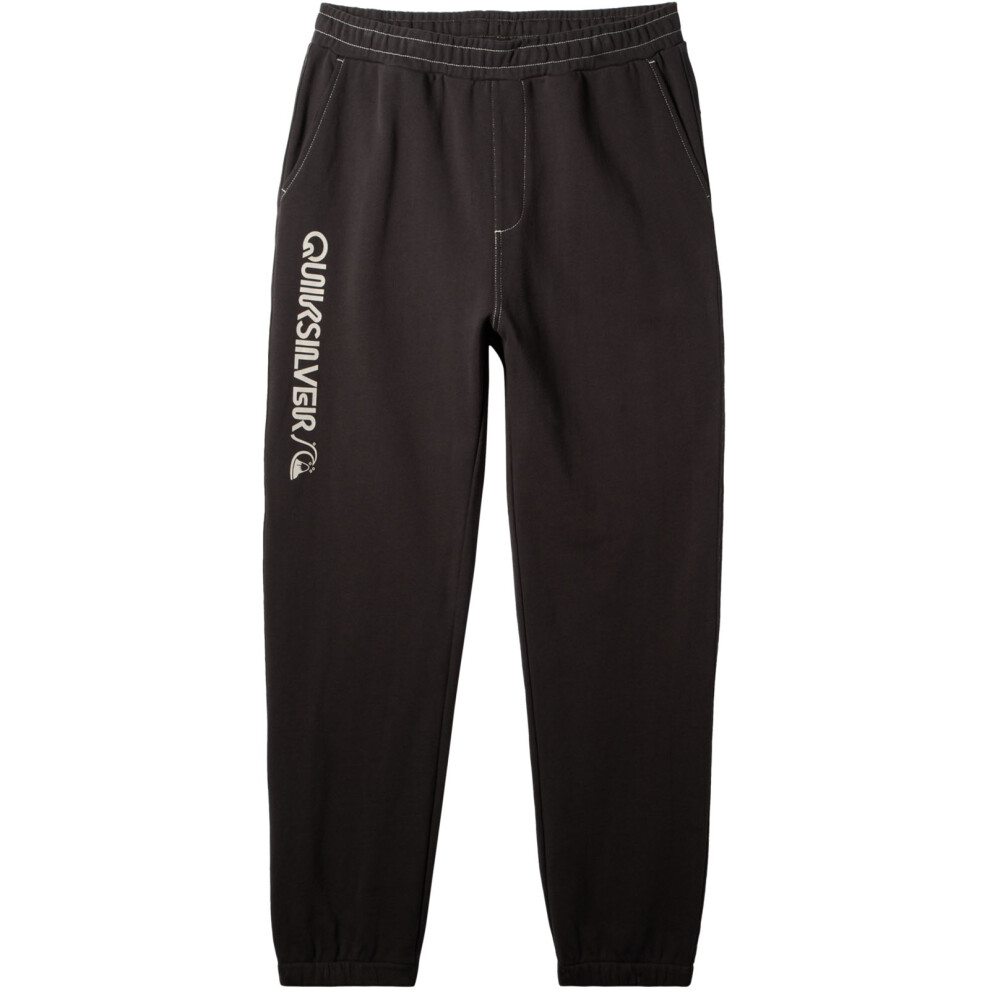 (L, Black) Quiksilver Mens The Original Baggy Fit Sweatpants Bottoms Joggers - Black