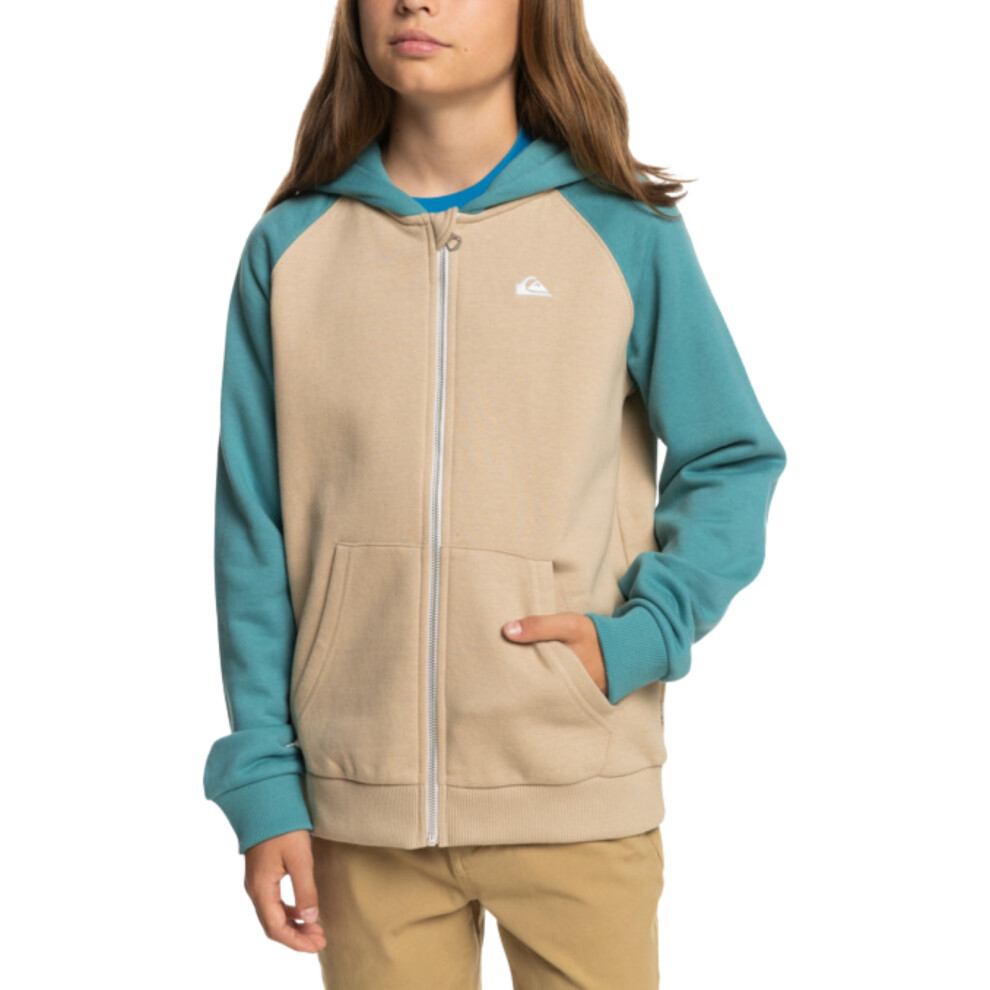 (12 Yrs, Plaza Taupe) Quiksilver Boys Easy Day Full Zip Hooded Sweatshirt Sweater Hoodie Jacket