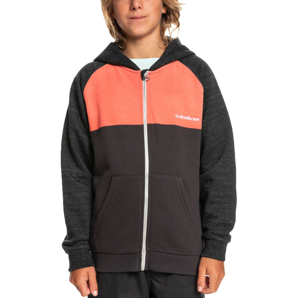 (16 Yrs, Cherry Tomato) Quiksilver Boys Easy Day Zip Up Hooded Sweatshirt Hoody Hoodie Jacket Top
