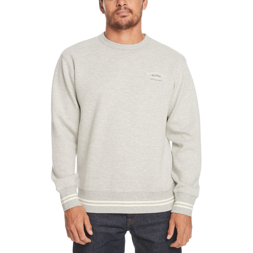 (XL, Grey Heather) Quiksilver Mens Rib Tip Crew Neck Sweater Jumper Sweatshirt Top - Grey Heather