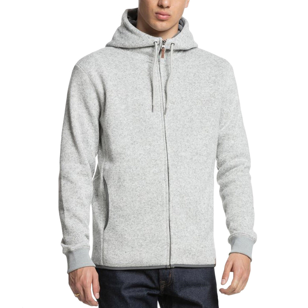 (S, Grey) Quiksilver Mens Keller Casual Regular Fitting Zip Up Hooded Jacket - Grey