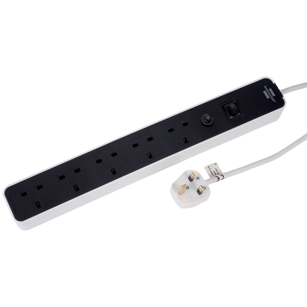Brennenstuhl 1153253020 Ecolor 5 Way Black/White Fb Extension Socket W/Fuse 1.5M 4007123644261