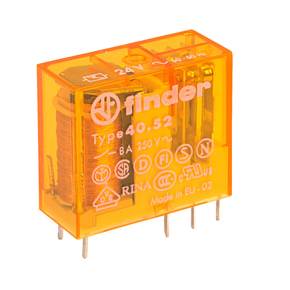 Finder 40.52.8.024.0000 24V Relay (Miniature) Dpdt Ac 8A 8012823240206