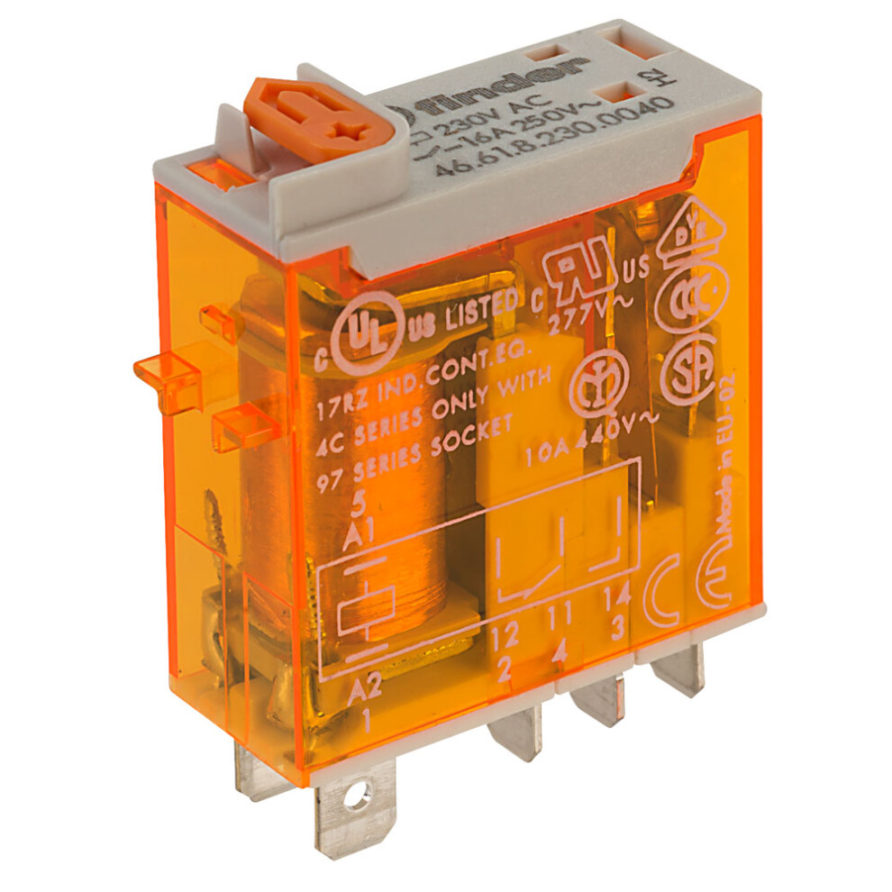 Finder 46.61.8.230.0040 230V Relay Spdt Ac 16A (Miniature) 46.61