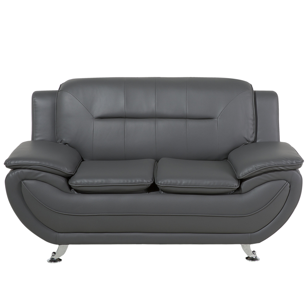 Sofa LEIRA Faux Leather Grey 2 Seater