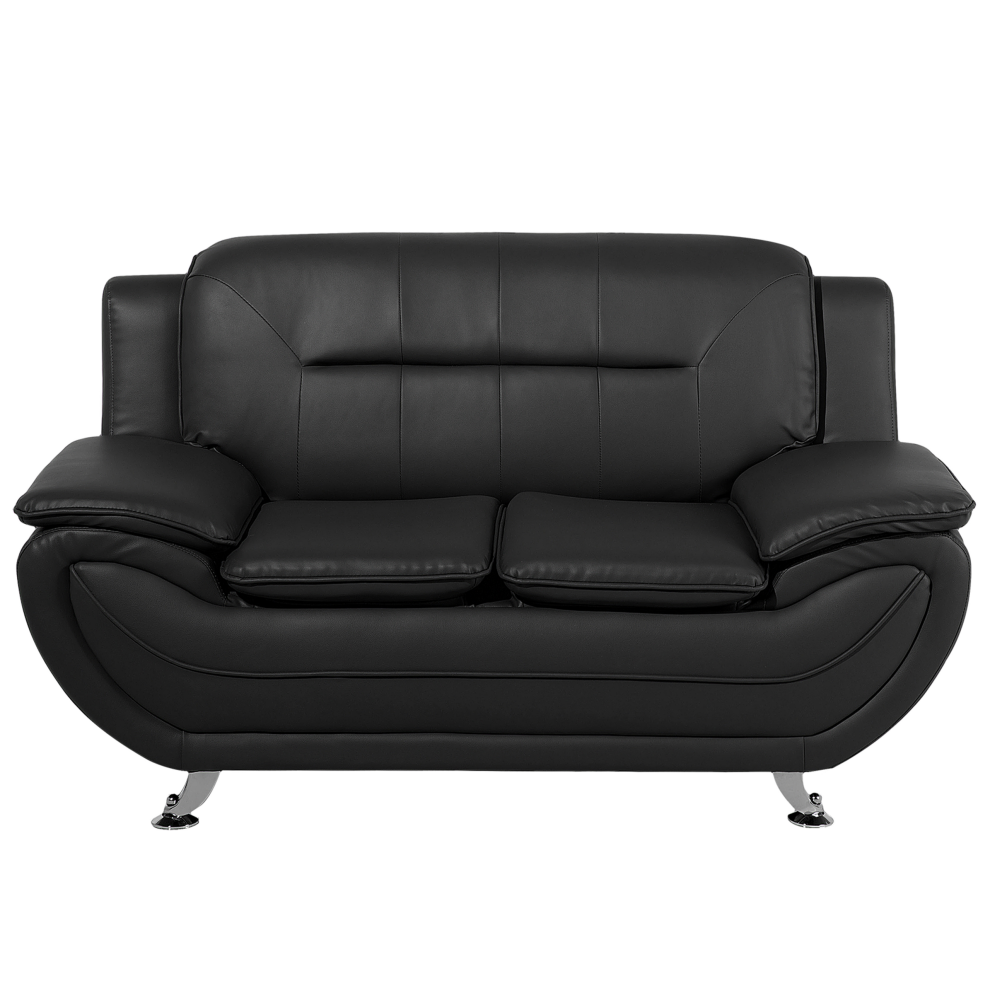 Sofa LEIRA Faux Leather Black 2 Seater