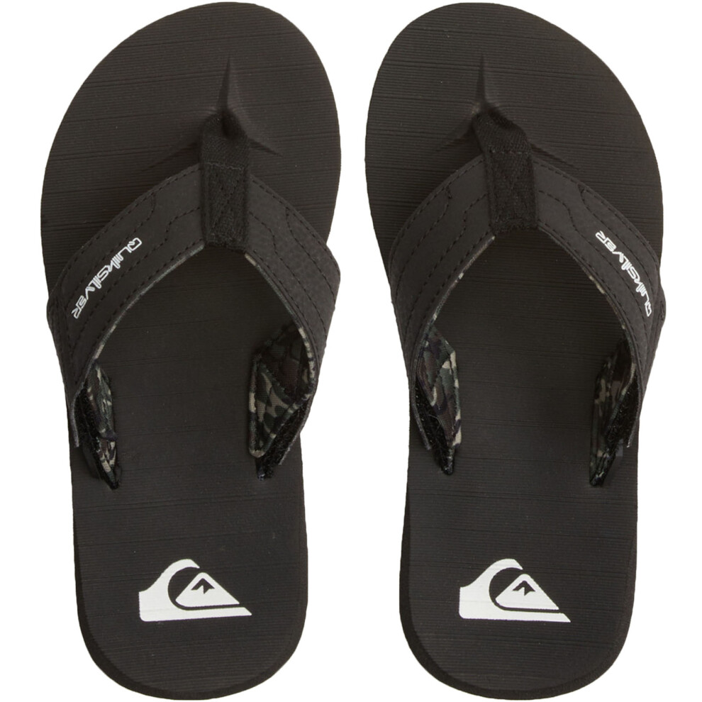 (13K UK, Black) Quiksilver Kids Carver Switch Summer Beach Sandals Thongs Flip Flops - Black