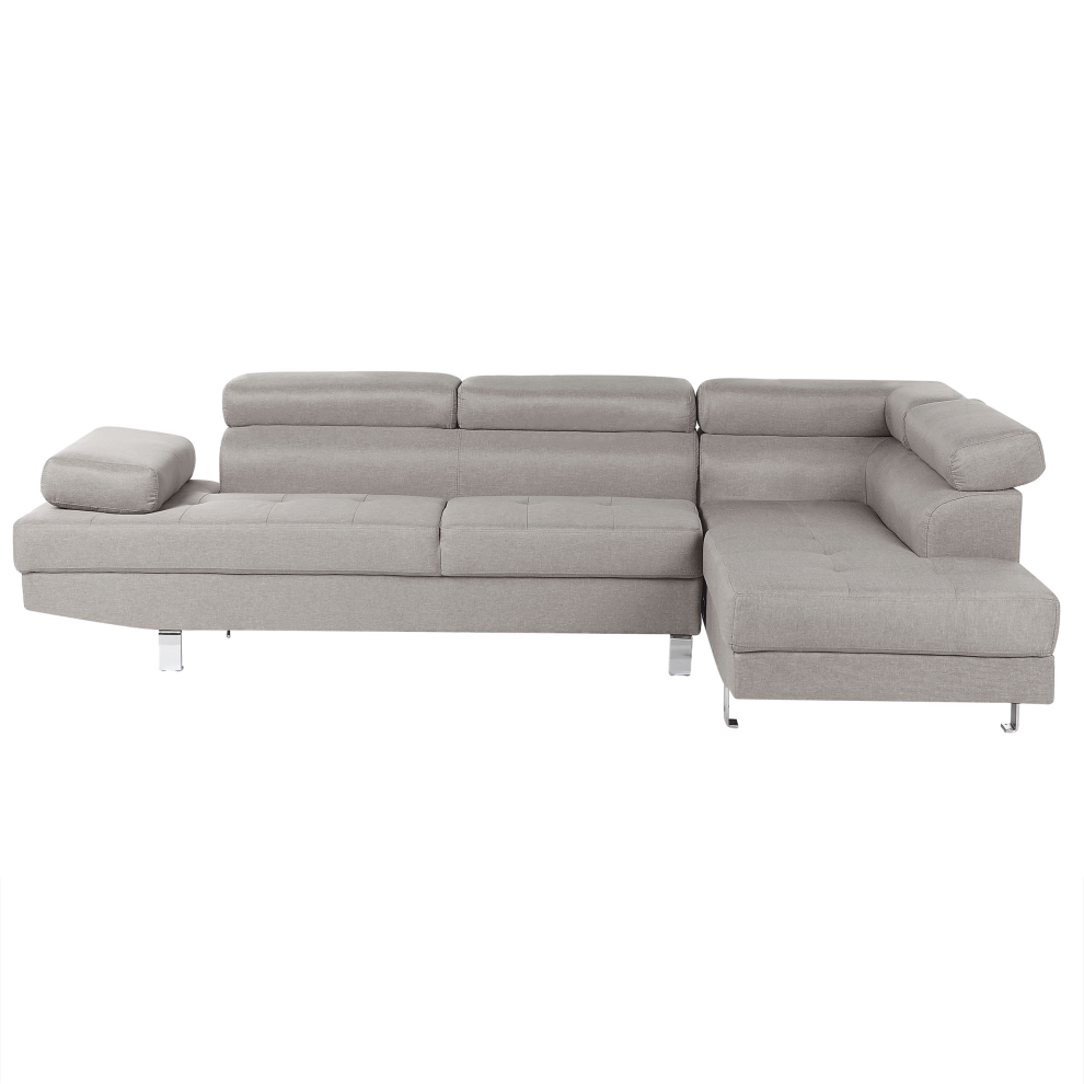 Left Hand Corner Fabric Sofa Light Grey NORREA