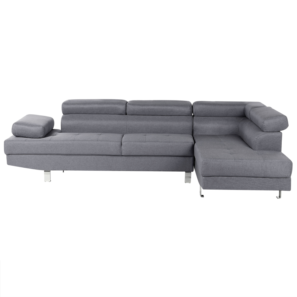 Corner Sofa NORREA Fabric Grey 5 Seater Left Hand