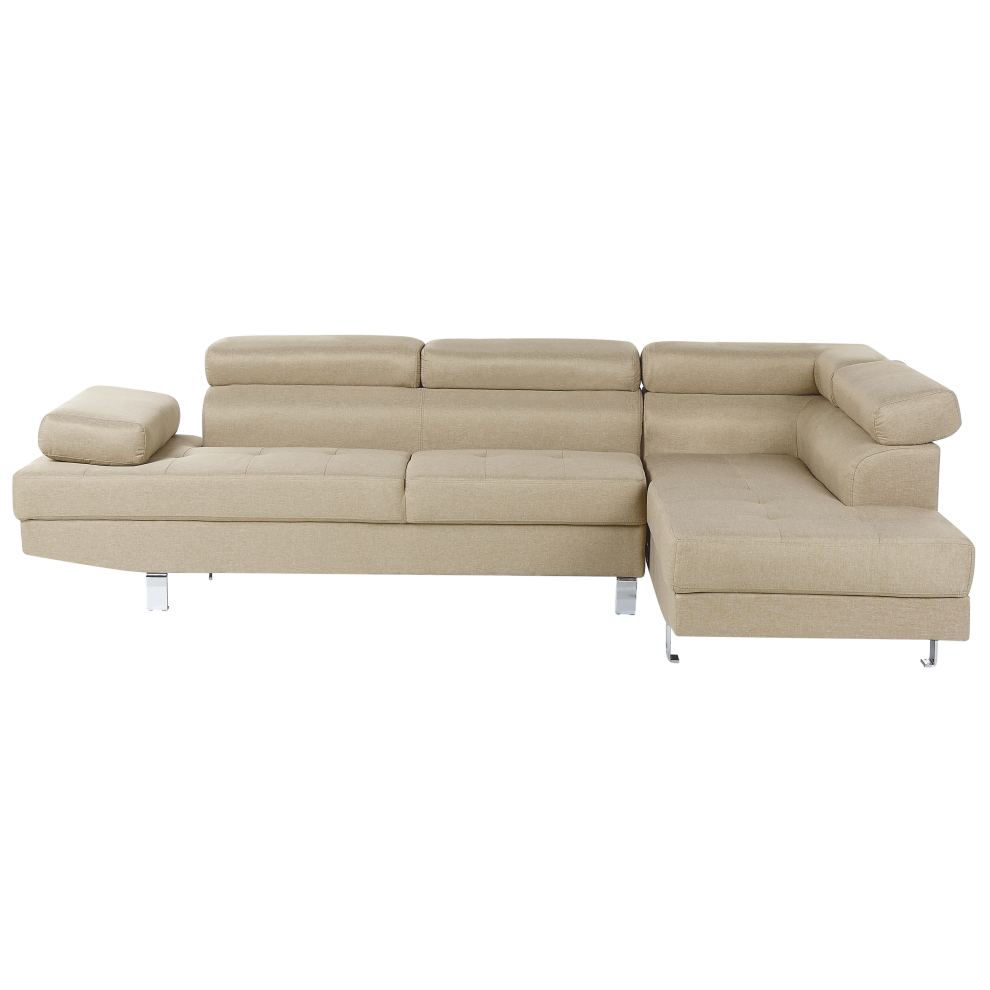 Left Hand Corner Fabric Sofa Light Beige NORREA