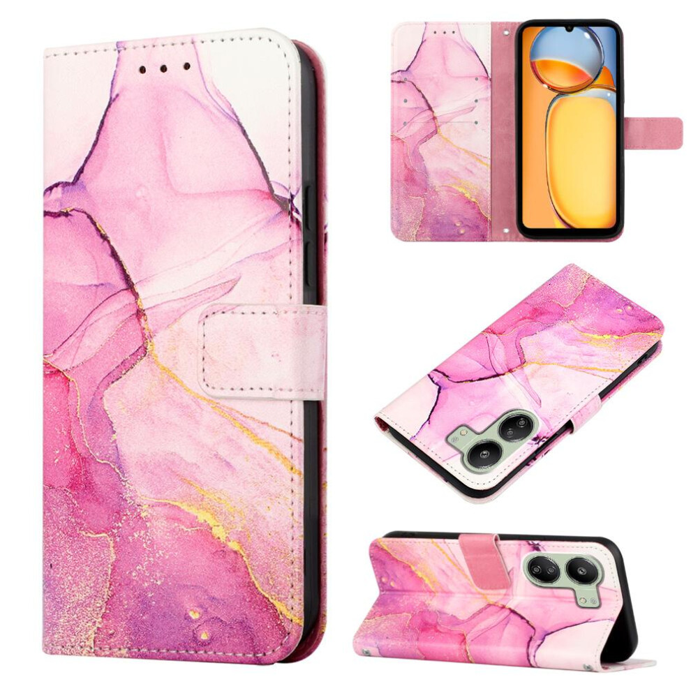 (Rose ) Case For Xiaomi Mi 13C 4G Kickstand Pu Leather Marble Pattern Wallet Red 764762587628