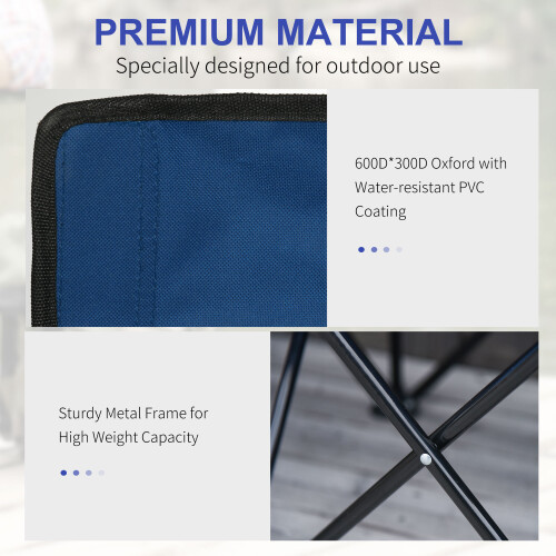 Outsunny Outsunny 6 Seater Folding Bench Camping Chair with Cup Holder, Blue 2