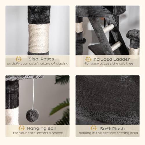 PawHut PawHut Kitten Tower Adjustable 240-260cm, Scratch Posts, Houses, Light Grey 2