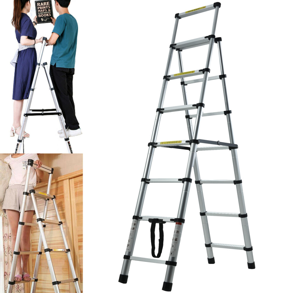 (5+6 Step) Aluminum Step Ladder Portable Household Telescopic Ladder A Frame Ladder