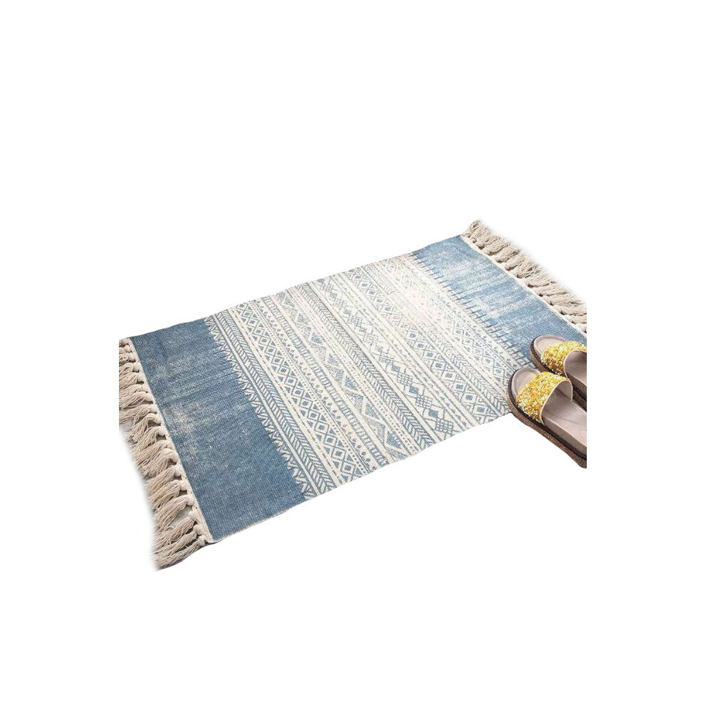 (Style 18) 60 X 90Cm Retro Bohemian Hand Woven Cotton Linen Carpet Rug