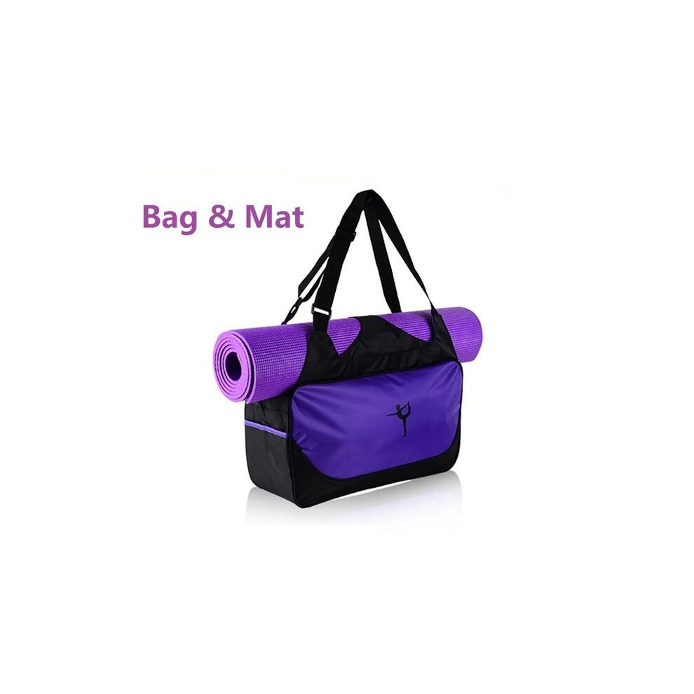 (Purple) Multi Purpose Gym Bag With Yoga Mat In Blue / Pink Green Purple Orange