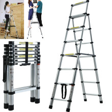 (4+5 Step Ladder) Telescopic Extension Folding Step Ladder Aluminum Telescoping Stepladder Multi-Use for Indoor Outdoor Home Kitchen Window Clean Household