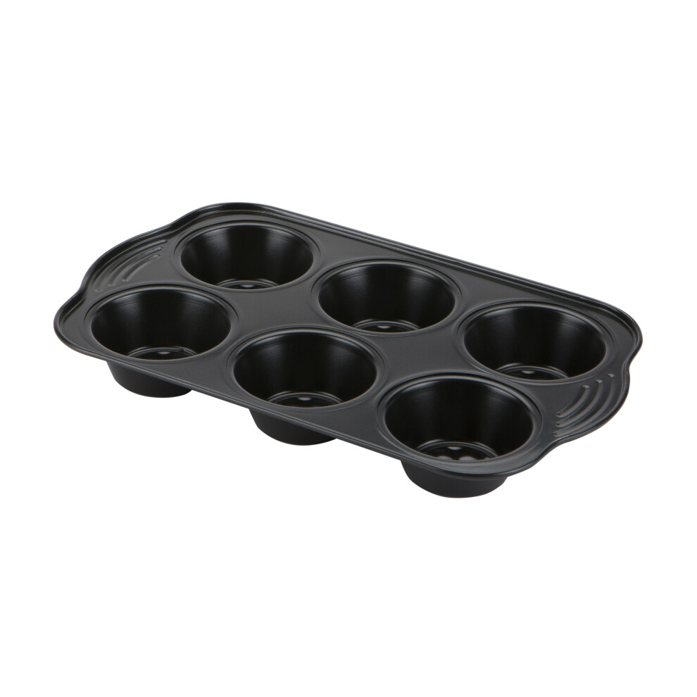 Prestige Aerolift Muffin Tin Black Rectangular Mould Baking Accessory - 6 Cup