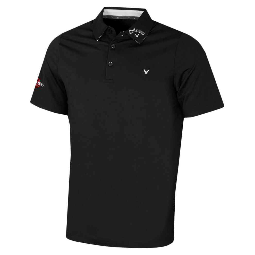 (XXXL, Caviar) Callaway Golf Mens Chev Odyssey Moisture Wicking Recycled Polo Shirt