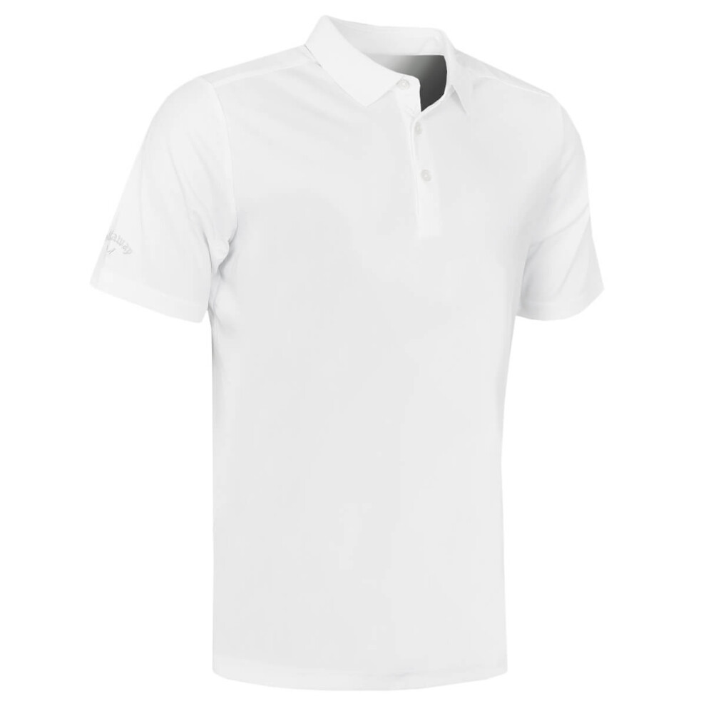 (L, Bright White) Callaway Golf Mens Tournament Opti-Dri Moisture Wicking Polo Shirt