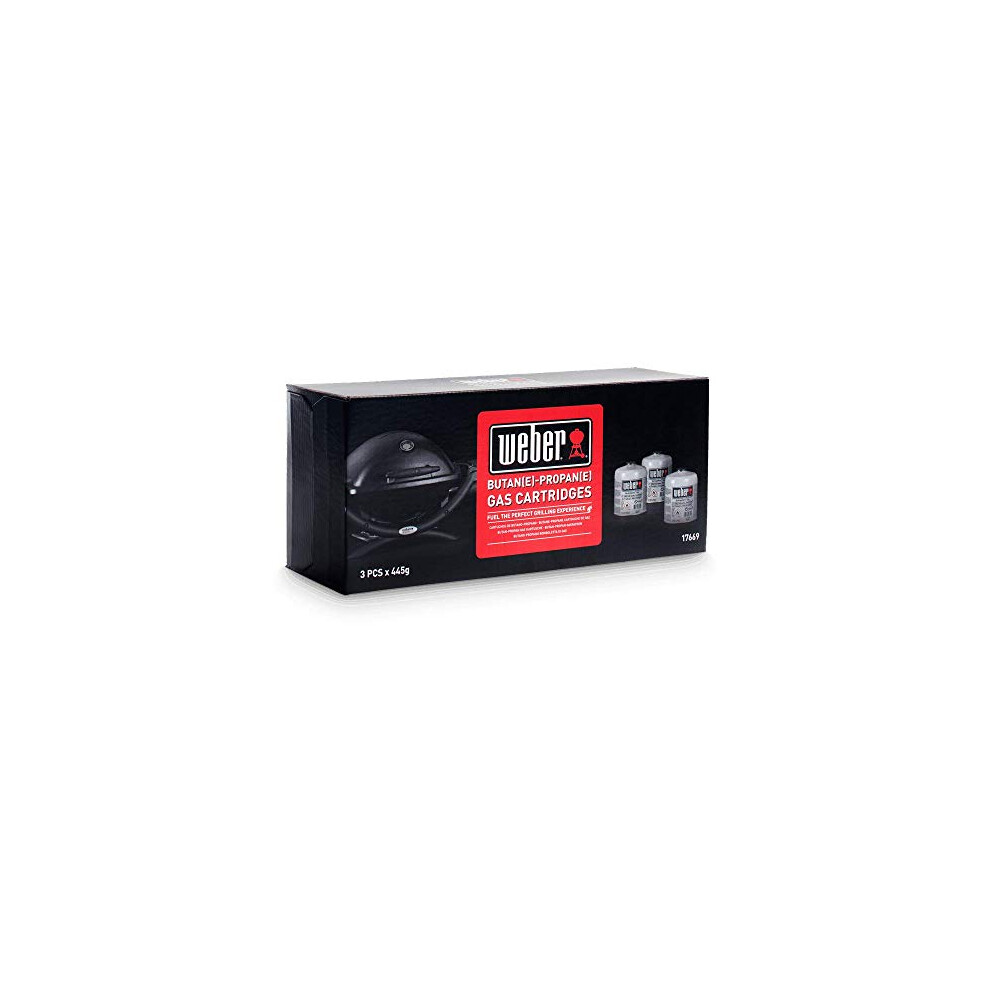 Weber Gas Canisters | 3 x 445g Weber Cartridge Multi Pack | Small Gas Canister BBQ Fuel | Disposable Butane/Propane Cannisters | (17669)