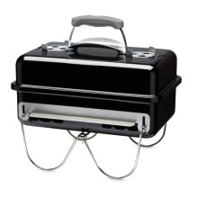 Weber Go-Anywhere Barbeque Grill | Portable Grill | Table Top Camping Barbeque with Lid | Porcelain-Enamelled Bowl | - Black (1131004)