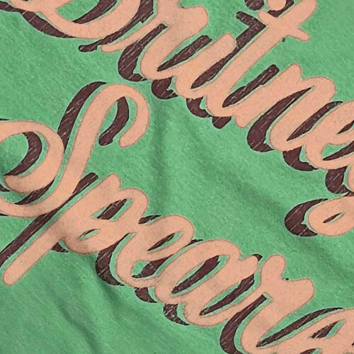 Britney Spears (M, Green) Britney Spears Retro Text Ringer T Shirt 1