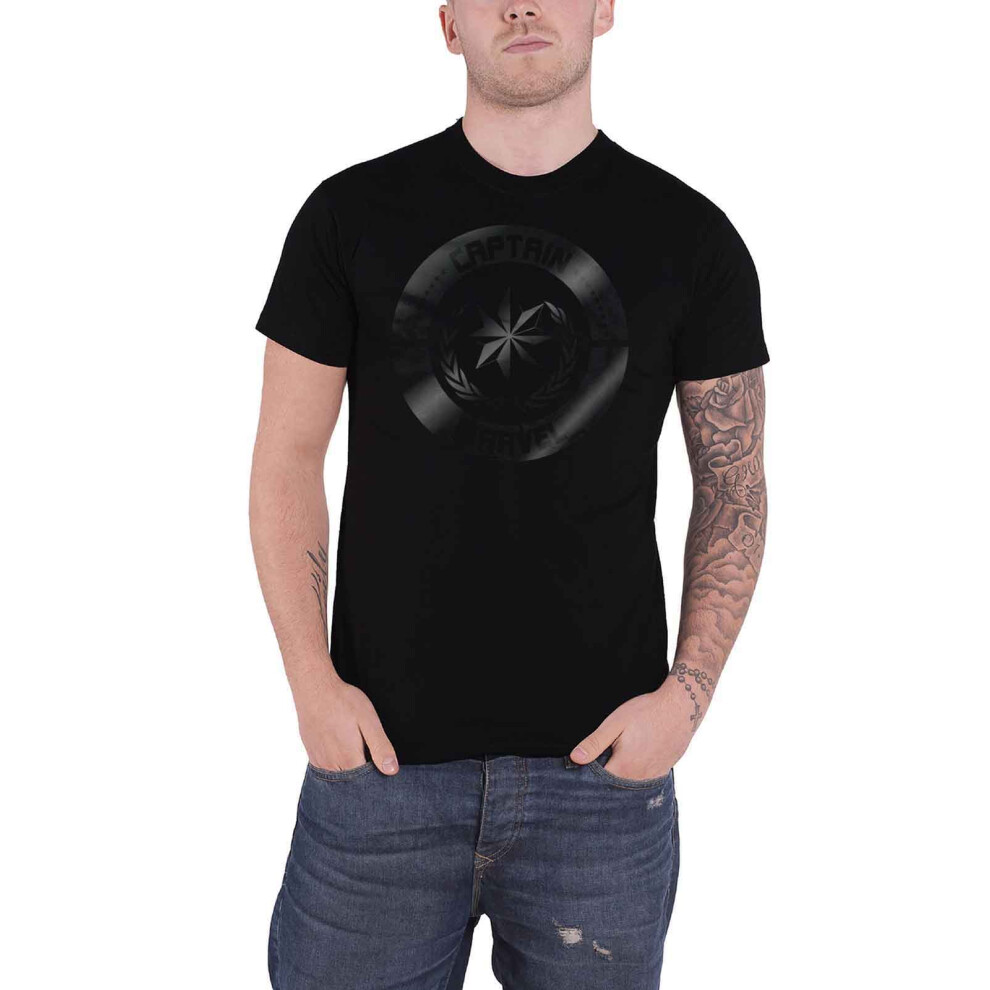(XL, Black) Captain Marvel T Shirt Silver Crest Logo new Official Marvel Comics Mens Black