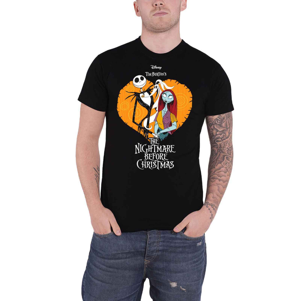 (XL, Black) The Nightmare Before Christmas T Shirt Heart Logo Official Disney Mens Black