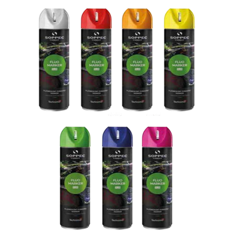 (White) Soppec Fluorescent Forestry Tree Marking Spray Paint Fluo Wood Felling 500Ml 3598300012580