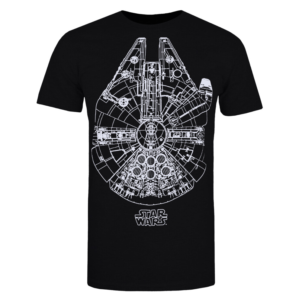 (XL, Black) Star Wars Mens Millennium Falcon T-Shirt