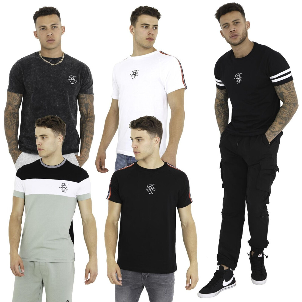 (Black, Caruso, M) Mens Brave Soul Cotton Crew Neck Short Sleeve T-Shirts Casual Gym Top Baselayer