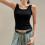 (BLACK, 3XL) Pure Cotton Base Sling Vest Oversized 1