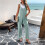 (PEA GREEN, M) Casual Solid Color Slim Fit Jumpsuit 1