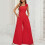 (Red , L) Solid Color Sleeveless One Shoulder Wide Leg Jumpsuits 1