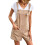 (KHAKI, M) Solid Color Sleeveless Casual Suspender Rompers 1