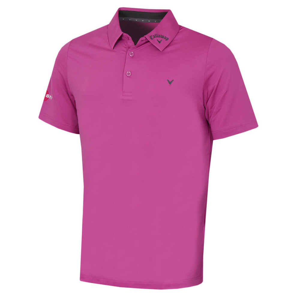 (M, Purple Orchid) Callaway Golf Mens Chev Odyssey Moisture Wicking Recycled Polo Shirt