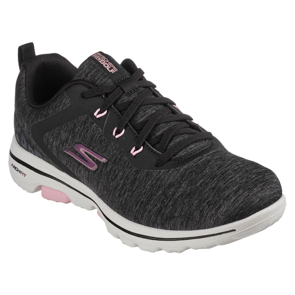 (UK 6.5, Black/Pink) Skechers Womens 2022 Go Golf Walk 5 Lightweight Waterproof Golf Shoes