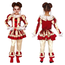 (10-12 Years) Kids Halloween Killer Clown Costume Children Circus Fancy Dress Boys Girls