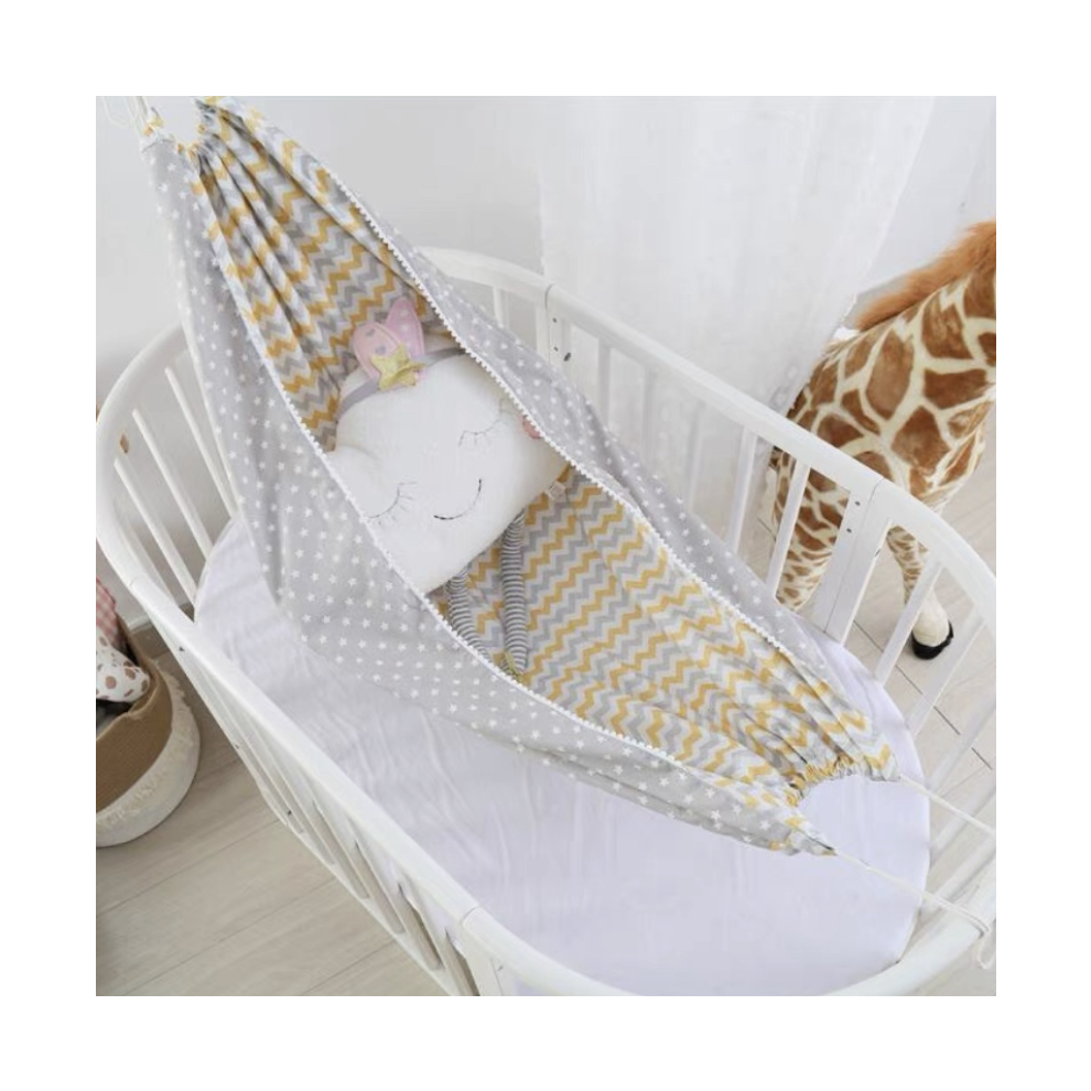 (Yellow Wave) Portable Newborn Baby Hammock Indoor Outdoor Swing Hanging Crib Infant Sleep Bed