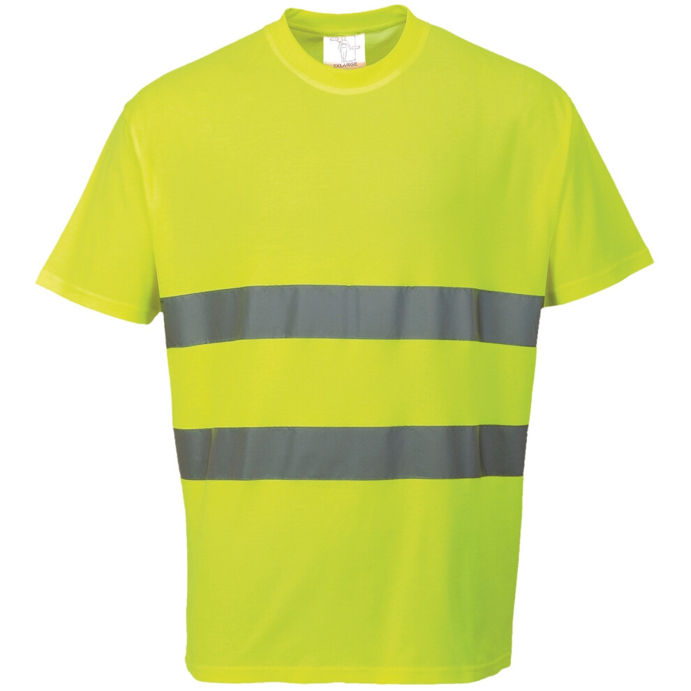 (3XL, Yellow) Portwest Cotton Comfort Reflective Safety T-Shirt (Pack of 2)