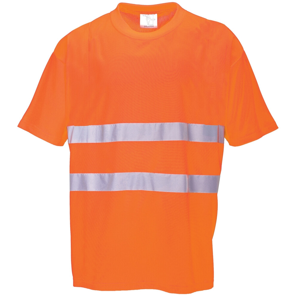 (L, Orange) Portwest Cotton Comfort Reflective Safety T-Shirt (Pack of 2)