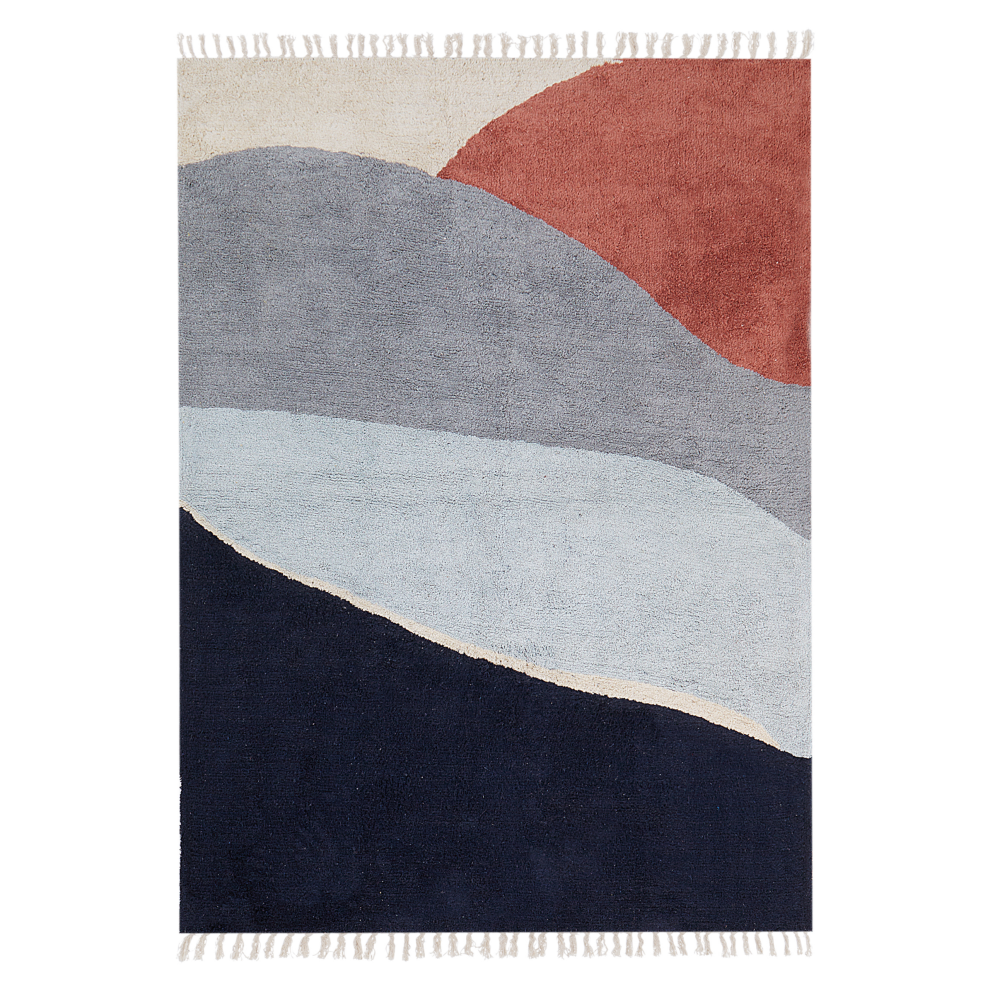 Cotton Area Rug 140 x 200 cm Multicolour and Blue XINALI