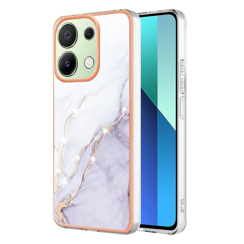 (White) Case For Xiaomi Redmi Note 13 4G Marble Pattern Protection Soft Bumper Slim Tpu White 764762587956