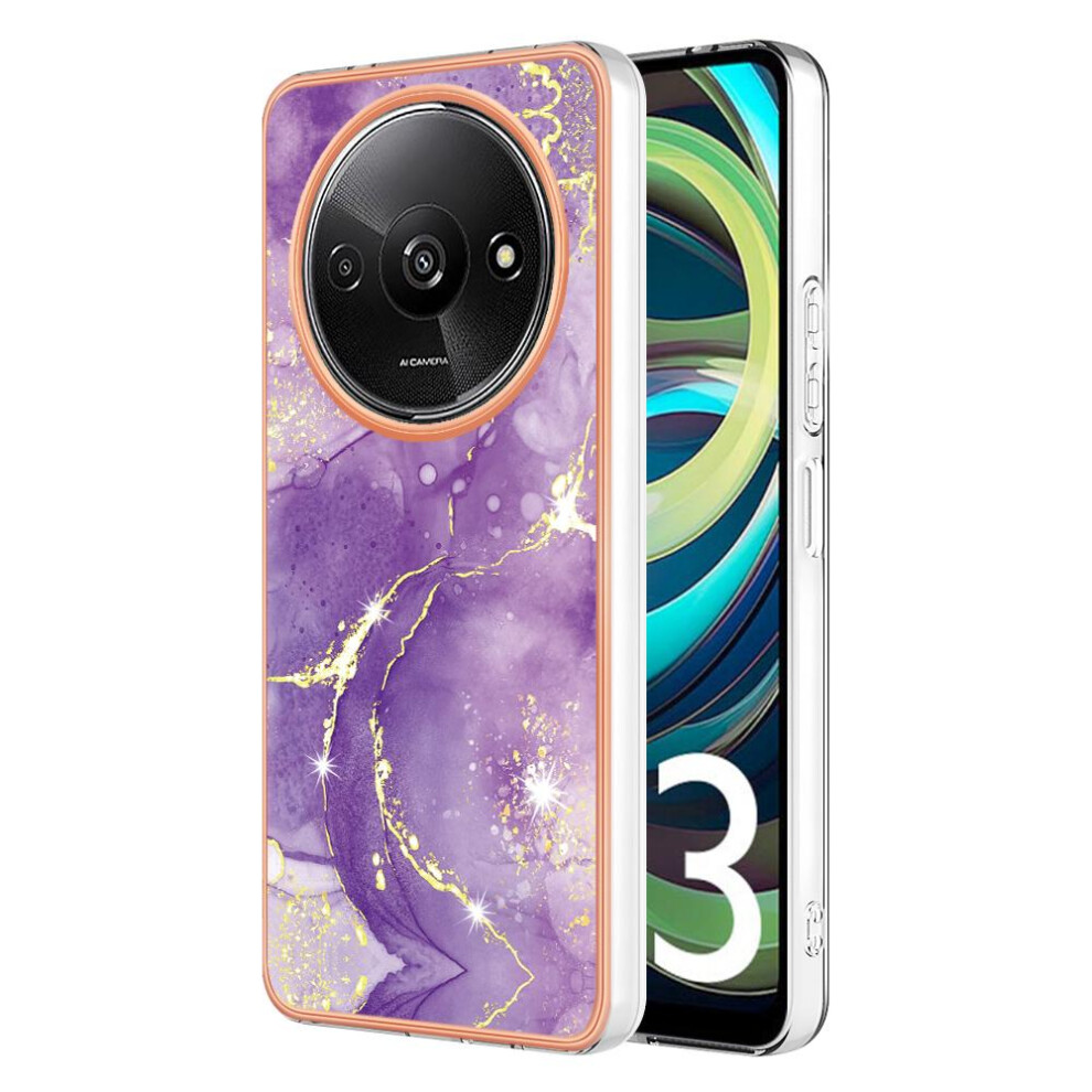 (Purple) Case For Xiaomi Redmi A3 Slim Tpu Soft Bumper Protection Marble Pattern Purple 764762587987