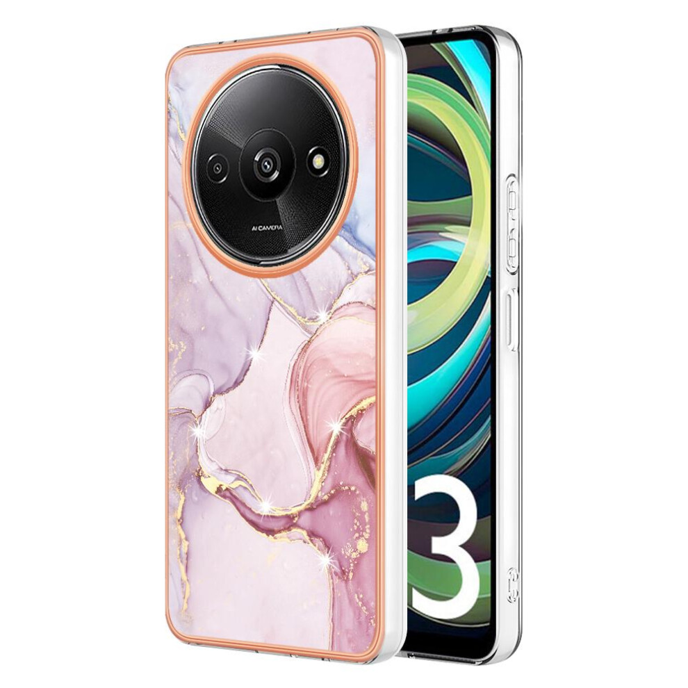 (Pink) Case For Xiaomi Redmi A3 Slim Tpu Soft Bumper Protection Marble Pattern Pink 764762588007