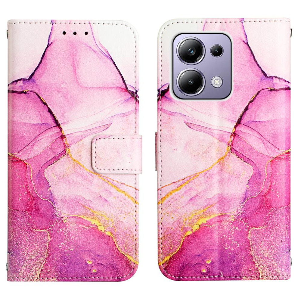 (Rose ) Case For Xiaomi Poco M6 Pro 4G Marble Pattern Pu Leather Kickstand Wallet Red 764762588106