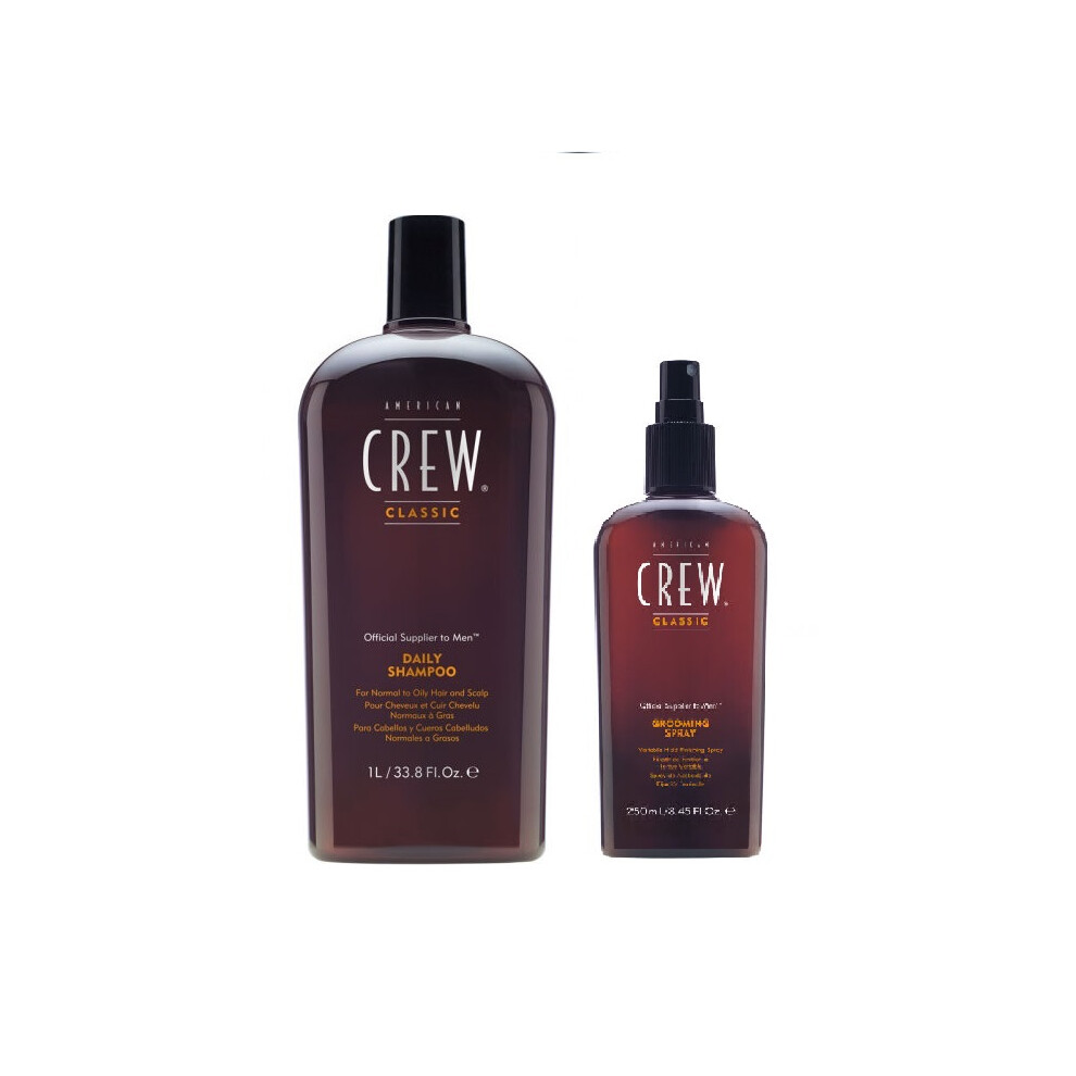 American Crew Daily Moisturizing Shampoo 1000ml and Grooming Spray 250ml